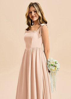 Azazie Delia Junior Abito A-Line in Chiffon Fiocco Rosa Inglese image7