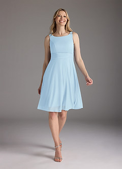 Azazie Sunny Kleider für die Brautmutter A-Linie Plissee Gittergewebe Kleid Himmelblau image5