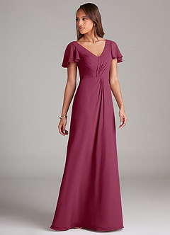 Azazie Soren Bridesmaid Dresses Mulberry A-Line Ruched Chiffon Dress image4