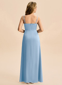 Azazie Abby Junior Powder Blue A-Line Pleated Stretch Satin Dress image2