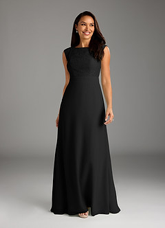 Azazie Bettina Abiti per la Madre della Sposa Abito A-Line in Chiffon Pizzo Nero image1