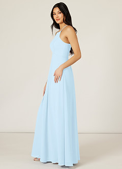 Azazie Sarah Bridesmaid Dresses Sky Blue Empire Pleated Chiffon Dress image3