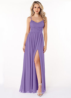 Azazie Yanelie Bridesmaid Dresses Tahiti A-Line Scoop Pleated Chiffon Dress image2
