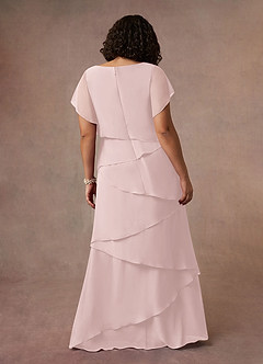 Azazie OHara Mère de la mariée Robes Robe Trapèze en Mousseline de soie Col V Rose Pâle image14