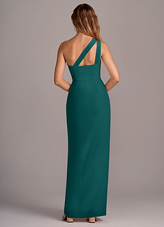 Azazie Tatianna Bridesmaid Dresses Peacock Sheath One Shoulder Chiffon Dress image2