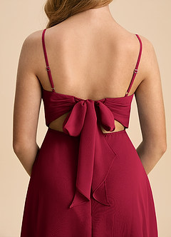 Azazie Shale Junior Robe Trapèze en Mousseline de soie Arc Bourgogne image7