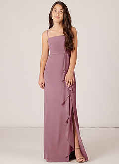 Azazie Kaylee Junior A-Linie Seitliche Cut-Outs Chiffon Kleid Vintage Mauve image1