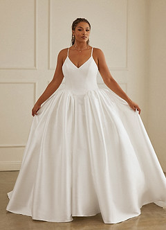 Christian Siriano Bridal for Azazie 2005 Wedding Dresses Basque Waist Crepe Back Satin and Mikado Ball Gown image11