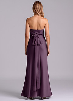 Azazie Ailanie Brudtärnklänningar Klä av Tubklänning i Stretch Satin Axelbandslös Plommon image7