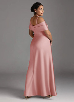Azazie Milton Mère de la mariée Robes Robe Trapèze en Satin extensible Plissée Rose Poudré image12
