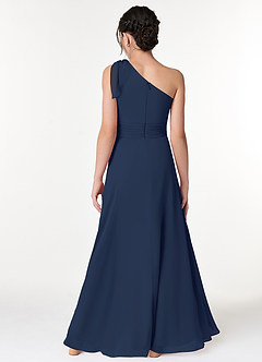 Azazie Cleo Junior Dark Navy A-Line Pleated Chiffon Dress image2