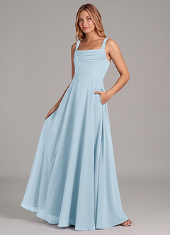 Azazie Shaude Bridesmaid Dresses Sky Blue A-Line Pleated Chiffon Dress image4