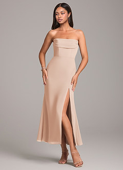 Azazie Saige Bridesmaid Dresses English Rose Sheath Off the Shoulder Chiffon Convertible Dress image6