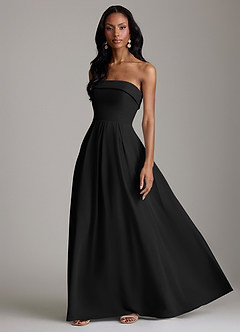 Azazie Lucienne Bridesmaid Dresses Black A-Line Strapless Chiffon Convertible Dress image5