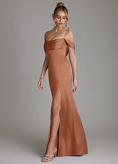 Azazie Nira Bridesmaid Dresses Bronzer Mermaid Corset Stretch Satin Dress image7
