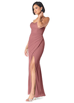 Azazie Ashana Brautjungfernkleider Etui Herzchen Spitze Gittergewebe Kleid Wüstenrose image3