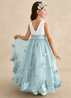 Azazie Vi Flower Girl Dresses Mist A-Line Sleeveless Tulle Dress image1