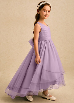 Azazie Seraphina vestidos de niña de las flores Vestido Glicinia de Tul de Corte en A con Plisado image5