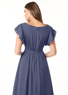 Azazie Daphne Modest Bridesmaid Dresses A-Line Ruffled Chiffon Floor-Length Dress image5