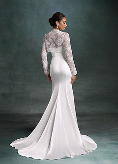 Azazie Tessa Wedding Dresses Diamond White Mermaid Strapless Stretch Satin Dress image2
