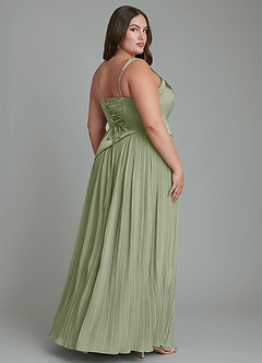 Azazie Stephanie Bridesmaid Dresses Pistachio A-Line Pleated Stretch Satin Dress image8