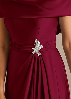 Azazie Branford Abiti per la Madre della Sposa Abito A-Line in Raso Elasticizzato Plissettato Borgogna image4