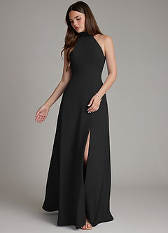 Azazie Myra Brudtärnklänningar Klä av A-Linje i Chiffong Hög hals Svart image4