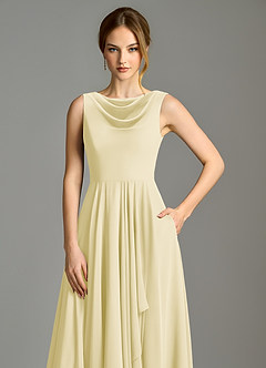 Azazie Wonderland Abiti da Damigella Abito A-Line in Chiffon Plissettato Sorbetto Al Limone image7