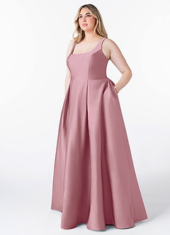 Azazie Neve Bridesmaid Dresses Vintage Mauve Ball-Gown with Pockets Stretch Satin Dress image7