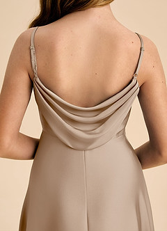 Azazie Bug Junior Linia A Pofałdowany Satyna elastyczna Długość podłogi Młodsza druhna Sukienka image8