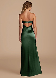 Azazie Leonis Bridesmaid Dresses Eucalyptus Mermaid Pleated Metallic Satin Convertible Dress image6