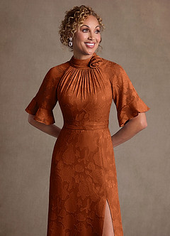 Azazie Hypatia Suknie dla Matki Panny Młodej Osłona Pofałdowany Kwiatowe wypalenie Długość podłogi Sukienka image6