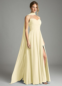 Azazie Ayla Abiti da Damigella Abito A-Line in Chiffon Scollo a Cuore Sorbetto Al Limone image2