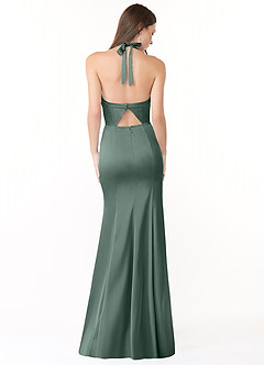 Azazie Emeria Bridesmaid Dresses Sea Moss Mermaid Pleated Stretch Satin Dress image2