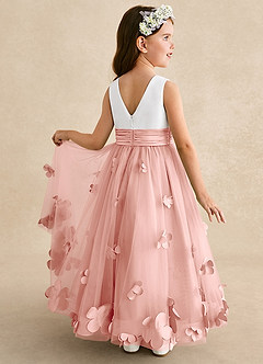Azazie Vi Flower Girl Dresses Rosette A-Line Sleeveless Tulle Dress image1