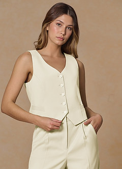 front Rowan Ivory Refined Weave Performance vest