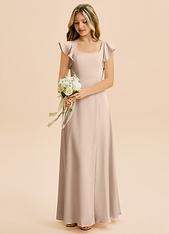 Azazie Bondi Junior English Rose A-Line Side Slit Stretch Satin Dress image5