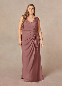 Azazie Gladys Mother of the Bride Dresses A-Line Queen Anne Lace Chiffon Floor-Length Dress image7