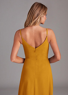 Azazie Daenerys Bridesmaid Dresses Butterscotch A-Line Cowl Chiffon Dress image7