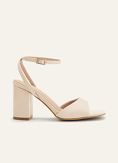 Matching Color Stretch satin Square Toe Block Heels