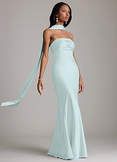 Azazie Saylor Brudtärnklänningar Klä av Sjöjungfru i Stretch Satin Axelbandslös Havsglas image10