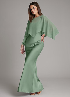 Azazie Ambra Bridesmaid Dresses Matcha Mermaid Pleated Stretch Satin Dress image5