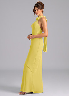 Azazie Velli 신부 들러리 드레스 인어 하이넥 쉬폰 바닥 길이 드레스 image5