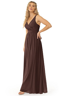 Azazie Kora Bridesmaid Dresses Ganache A-Line Pleated Chiffon Dress image2