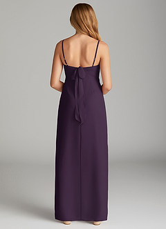 Azazie Mai Junior Plum Sheath Pleated Chiffon Dress image2