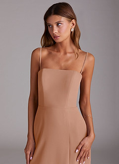 Azazie Wren Bridesmaid Dresses Champagne Rose A-Line Side Slit Chiffon Convertible Dress image6