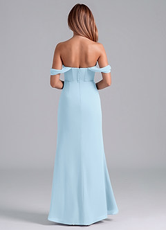 Azazie Asha Bridesmaid Dresses Sky Blue Sheath Off the Shoulder Chiffon Convertible Dress image5