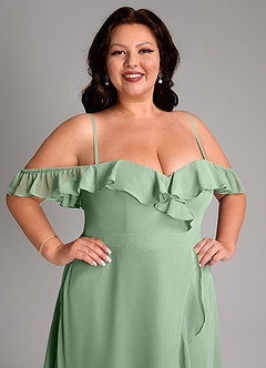 Azazie Lyra Bridesmaid Dresses Matcha A-Line Chiffon Convertible Dress image17