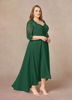 Azazie Devereaux Kleider für die Brautmutter A-Linie Spitze Chiffon Kleid Dunkelgrün image8