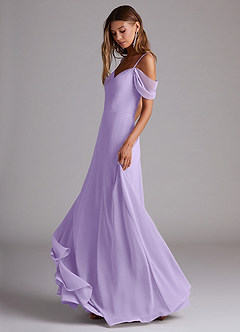 Azazie Marley Bridesmaid Dresses Lilac A-Line Off the Shoulder Chiffon Convertible Dress image3